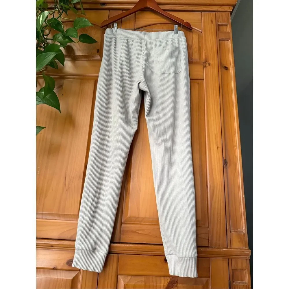 Alo Yoga Ribbed Joggers Cream Beige Womens Medium Lounge Pants